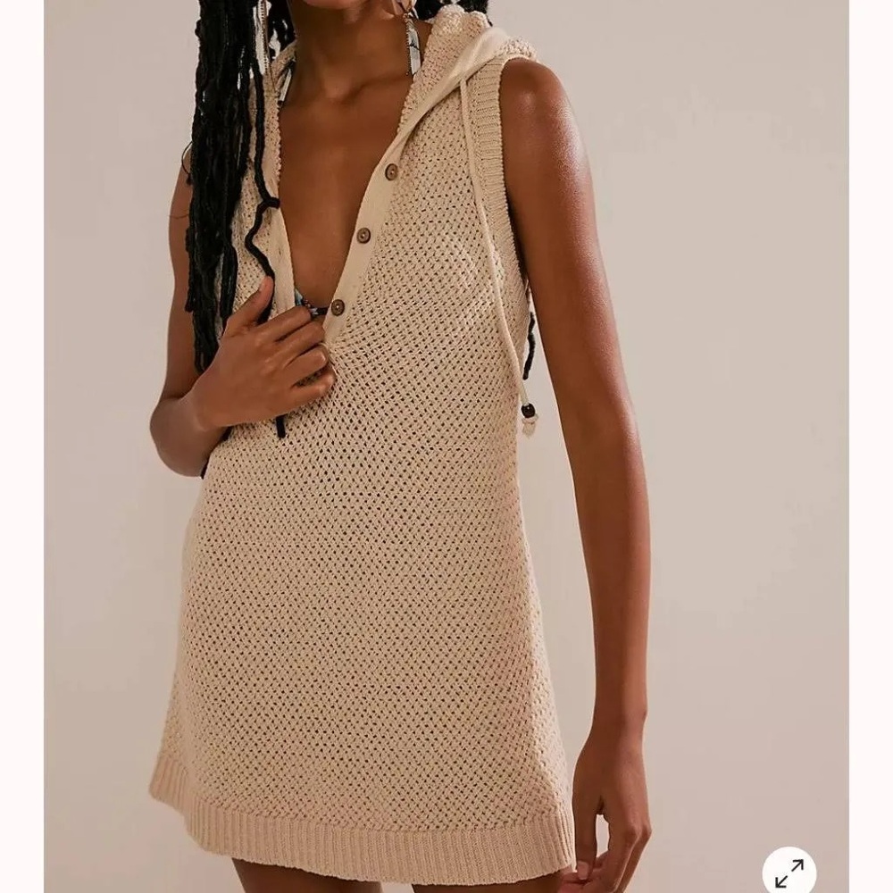 Free People Wet Plaster Neutral Color Ainsley Sweater Mini Dress Size Small - Picture 3 of 7
